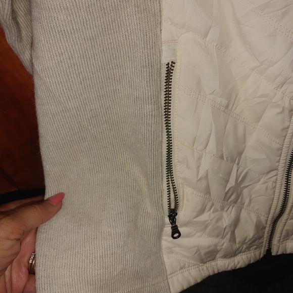 Prana Zinnia white and gray quilted wool sleeve water resistant zip up jacket si - Picture 7 of 10